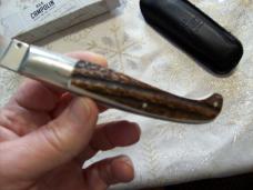 A.G.A. Campolin Pattada Scarce Italian Automatic Genuine Stag/Antler UNUSED W/Pouch & Box