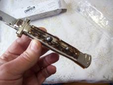 A. G. A. Campolin Maniago, Italy Maltese Cross Bayonet 9 Incher Lockback W/Genuine Stag/Antler NIB