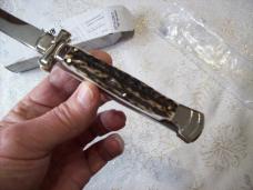 A. G. A. Campolin Maniago, Italy Maltese Cross Bayonet 9 Incher Lockback W/Genuine Stag/Antler NIB