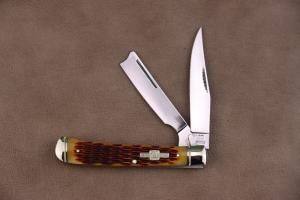 Rough Ryder Razor Trapper - Amber Bone 440A SS RR072