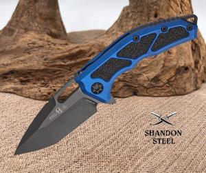 Heretic Knives Medusa Manual Flipper - Tanto Blade / CPM-Magnacut Steel / Blue