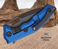 Heretic Knives Medusa Manual Flipper - Tanto Blade / CPM-Magnacut Steel / Blue