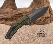 Heretic Knives Medusa Manual Flipper - Tanto Blade / CPM-Magnacut Steel / Green