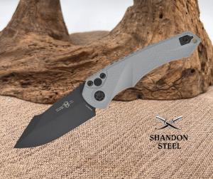 Heretic Knives Mini Pariah AUTO Folding Knife 3.375" CPM-MagnaCut Black Cerakote Harpoon Blade, Gray