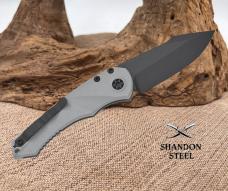 Heretic Knives Mini Pariah AUTO Folding Knife 3.375" CPM-MagnaCut Black Cerakote Harpoon Blade, Gray