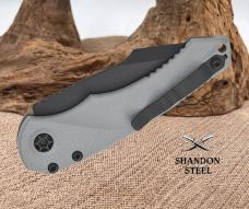 Heretic Knives Mini Pariah AUTO Folding Knife 3.375" CPM-MagnaCut Black Cerakote Harpoon Blade, Gray
