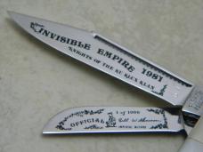 Fight'n Rooster Pearl Stockman Knife The Invisible Empire Knights of the KKK c.1981
