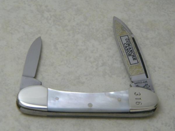 Battle Axe Brand Hickey & Shouse Germany Pearl Comanche Canoe Knife Battle Axe Brand Hickey & Shouse Germany Pearl Comanche Canoe Knife