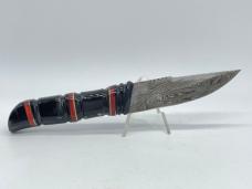 Custom Handmade Damascus Buffalo Horn Hunting Knife w/ Sheath