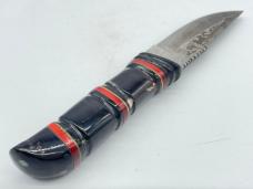 Custom Handmade Damascus Buffalo Horn Hunting Knife w/ Sheath