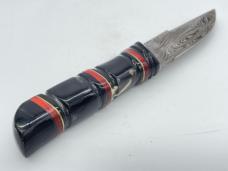 Custom Handmade Damascus Buffalo Horn Hunting Knife w/ Sheath
