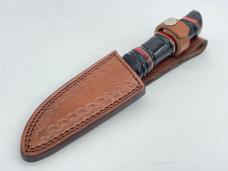 Custom Handmade Damascus Buffalo Horn Hunting Knife w/ Sheath