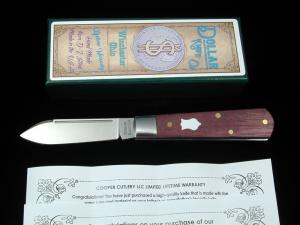 Dollar Knife Co Smooth Blood Wood with White Shield Jack Knife NIB from Cooper Cutlery USA BW-WS
