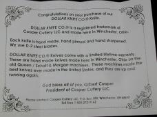 Dollar Knife Co. Smooth Blood Wood with White Shield Jack Knife NIB from Cooper Cutlery USA BW-WS