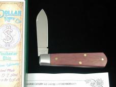 Dollar Knife Co. Smooth Blood Wood with White Shield Jack Knife NIB from Cooper Cutlery USA BW-WS