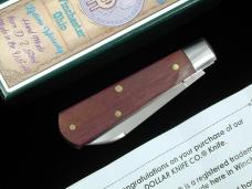 Dollar Knife Co. Smooth Blood Wood with White Shield Jack Knife NIB from Cooper Cutlery USA BW-WS