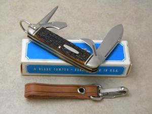 Western USA S-901 D Delrin Camp Scout Utility Knife & Leather Strap c.1980 - NIB (Blue Label)