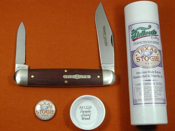 Great Eastern Cutlery GEC Smooth Purple Heart Wood Texas Stogie Knife NIT 981226 Made In USA Great Eastern Cutlery GEC Smooth Purple Heart Wood Texas Stogie Knife NIT 981226 Made In USA