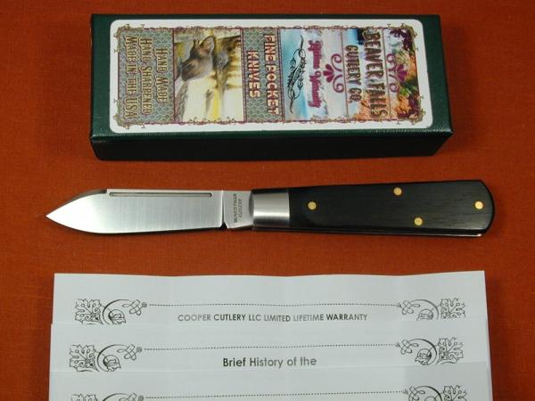 Beaver Falls Cutlery Smooth Ebony Wood Jack Knife NIT from Cooper Cutlery Made in USA EBONY