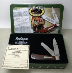 Remington USA R1128 2007 25th Anniv Cocobola Silver Bullet Trapper Knife in Tin
