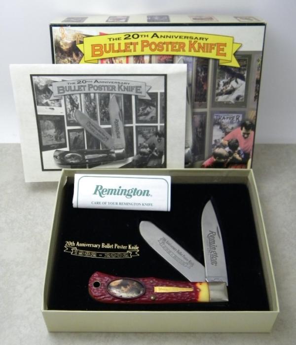 Remington USA Delrin 20th Anniversary 1982-2002 Bullet Poster Jumbo Trapper Knife in Box