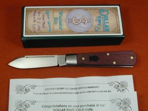 Dollar Knife Co Smooth Blood Wood with Black Shield Jack Knife NIB from Cooper Cutlery USA BW-BLS