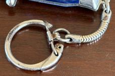 Bambi Mini Keychain Switchblade Knife, Blue Swirl Handle, Made By Farfalli In Italy, Unused