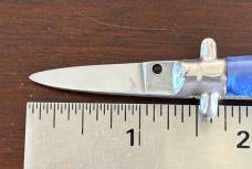 Bambi Mini Keychain Switchblade Knife, Blue Swirl Handle, Made By Farfalli In Italy, Unused