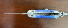 Bambi Mini Keychain Switchblade Knife, Blue Swirl Handle, Made By Farfalli In Italy, Unused