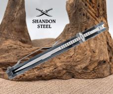 Demko Knives AD20.5 - Gray Grivory - Stonewashed AUS10A Clip Point Shark Lock 09622