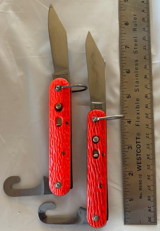 2 Orange Paratrooper Switchblade Knives, Schrade Walden and Logan Smyth 2 Orange Paratrooper Switchblade Knives, Schrade Walden and Logan Smyth