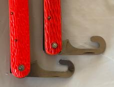 2 Orange Paratrooper Switchblade Knives, Schrade Walden and Logan Smyth