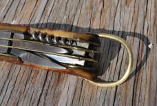 Large Multi Blade Occupied Japan Folder Jigged Honey Bone 6" Closed Sanko Cop. Japan Blades Snap