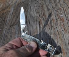 Bonsa Solingen Germany Hammered Handles Silver Plated 3 7/8" Closed, Mint 50s-60s Mirrored Finish