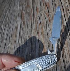 Bonsa Solingen Germany Hammered Handles Silver Plated 3 7/8" Closed, Mint 50s-60s Mirrored Finish
