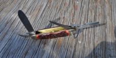 Robeson Pre 1965 4 Blade Camp Knife Near Mint Strawberry Delrin Robeson Shield
