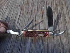 Robeson Pre 1965 4 Blade Camp Knife Near Mint Strawberry Delrin Robeson Shield