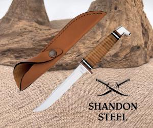 Case XX  Slim Fixed Blade Hunter Knife Polished Leather Handle Stainless 00381