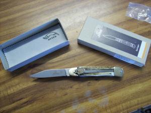 Hubertus Knife Solingen, Germany Size 10 Medium Clip-Point Genuine Stag/Antler NIB