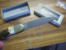 Hubertus Knife Solingen, Germany Size 10 Medium Clip-Point Genuine Stag/Antler NIB