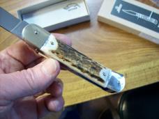 Hubertus Knife Solingen, Germany Large Size 11 Spear-Point Blade Genuine Stag/Antler NIB