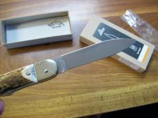 Hubertus Knife Solingen, Germany Large Size 11 Spear-Point Blade Genuine Stag/Antler NIB