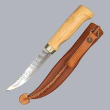 Vintage 1990s Finnish Kuusamo Puukko Knife with Masur Birch Handle #8666