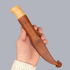 Vintage 1990s Finnish Kuusamo Puukko Knife with Masur Birch Handle #8666