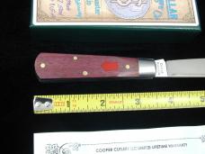 Dollar Knife Co. Smooth Blood Wood with Red Shield Jack Knife NIB from Cooper Cutlery USA BW-RS
