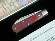 Dollar Knife Co. Smooth Blood Wood with Red Shield Jack Knife NIB from Cooper Cutlery USA BW-RS