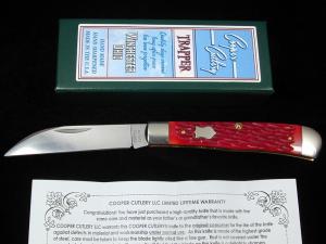 Cooper Cutlery Red Jigged Bone Wharncliffe Trapper Knife NIB Made in USA 5119RJBW