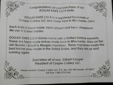 Dollar Knife Co. Smooth Blood Wood with Blue Shield Jack Knife NMIB from Cooper Cutlery USA BW-BS