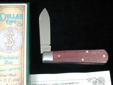 Dollar Knife Co. Smooth Blood Wood with Blue Shield Jack Knife NMIB from Cooper Cutlery USA BW-BS