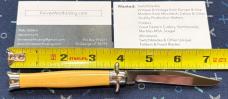 Colonial Shur-Snap Bowtie Fishtail Switchblade Knife, Custom Yellow Cream Micarta Scale